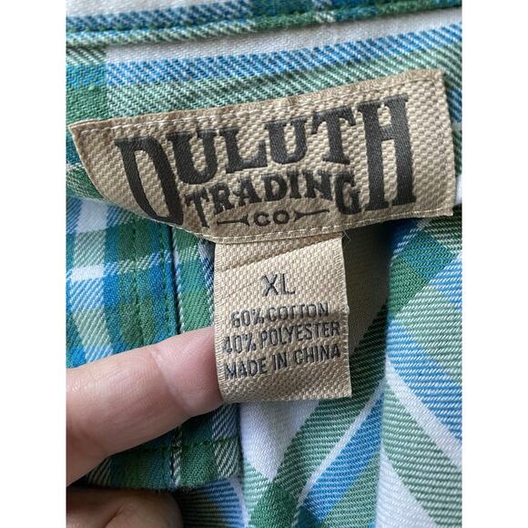 Duluth Trading Co Mens XL Plaid Button Down Long Sleeve Cotton Blend Shirt - Picture 8 of 9